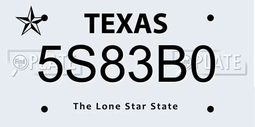5S83B0 Texas License Plate