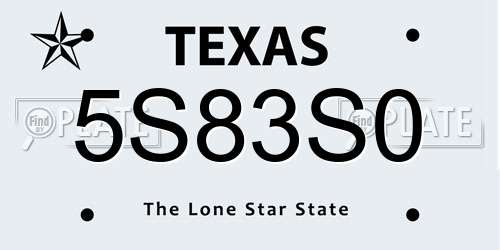 5S83S0 Texas License Plate