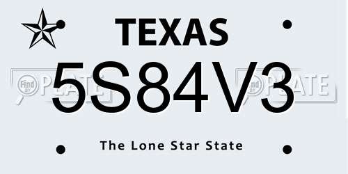 5S84V3 Texas License Plate