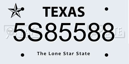 5S85588 Texas License Plate