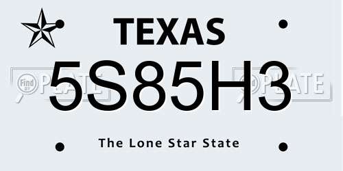 5S85H3 Texas License Plate