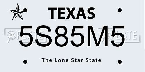 5S85M5 Texas License Plate
