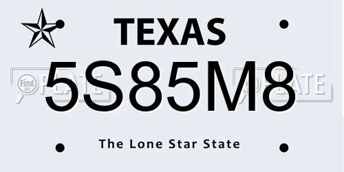 5S85M8 Texas License Plate