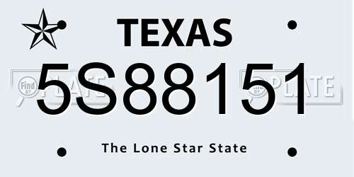 5S88151 Texas License Plate