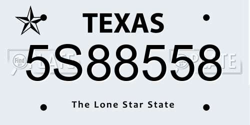 5S88558 Texas License Plate