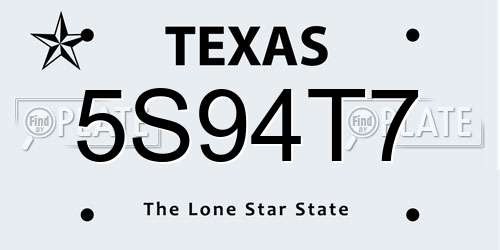 5S94T7 Texas License Plate