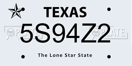 5S94Z2 Texas License Plate