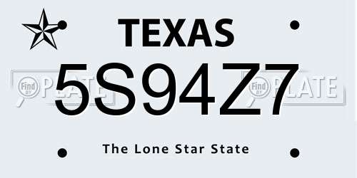 5S94Z7 Texas License Plate