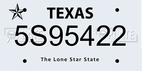 5S95422 Texas License Plate