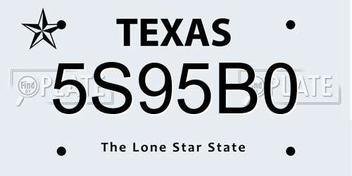 5S95B0 Texas License Plate
