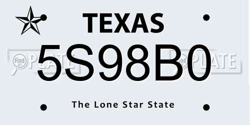 5S98B0 Texas License Plate