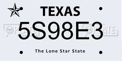 5S98E3 Texas License Plate