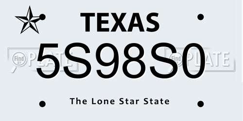 5S98S0 Texas License Plate