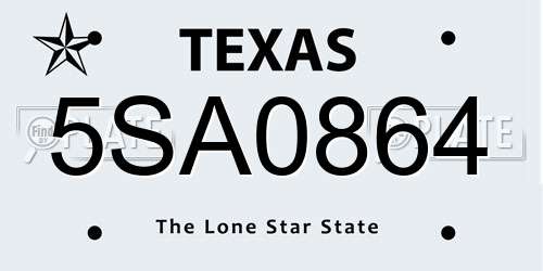 5SA0864 Texas License Plate