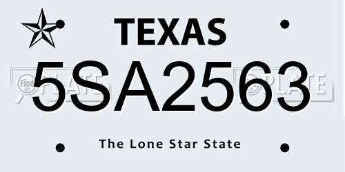 5SA2563 Texas License Plate