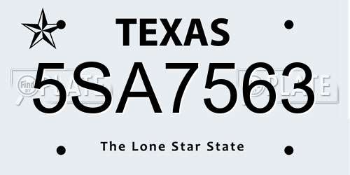 5SA7563 Texas License Plate