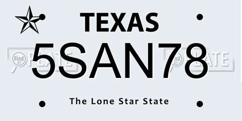 5SAN78 Texas License Plate