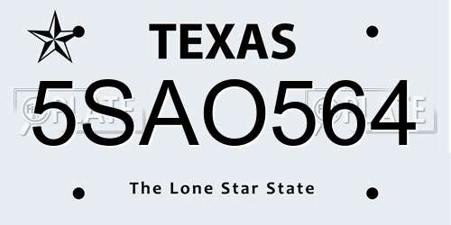 5SAO564 Texas License Plate