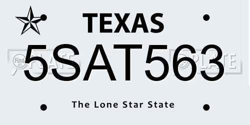 5SAT563 Texas License Plate