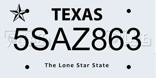 5SAZ863 Texas License Plate