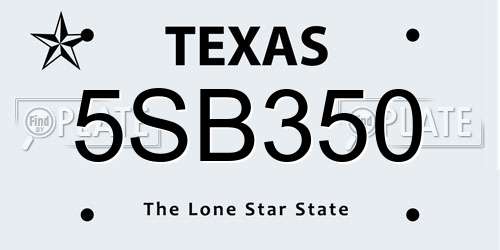 5SB350 Texas License Plate