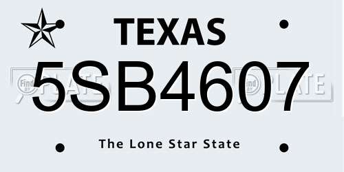 5SB4607 Texas License Plate
