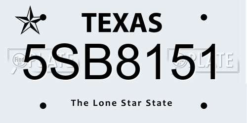 5SB8151 Texas License Plate