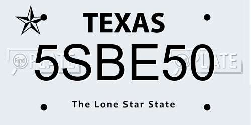 5SBE50 Texas License Plate