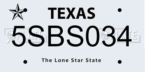 5SBS034 Texas License Plate