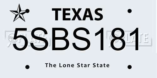 5SBS181 Texas License Plate