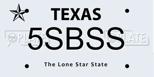 5SBSS Texas License Plate
