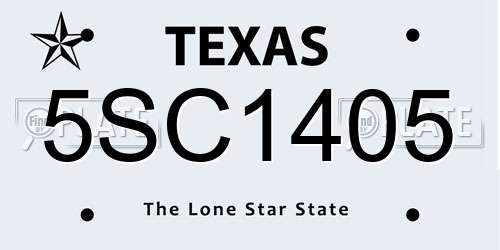 5SC1405 Texas License Plate