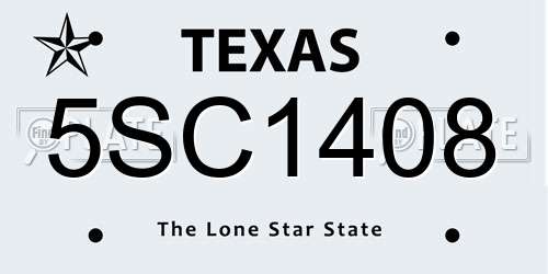 5SC1408 Texas License Plate