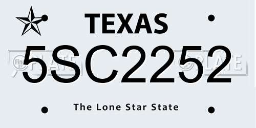 5SC2252 Texas License Plate