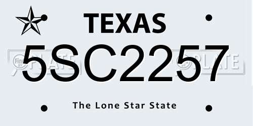 5SC2257 Texas License Plate