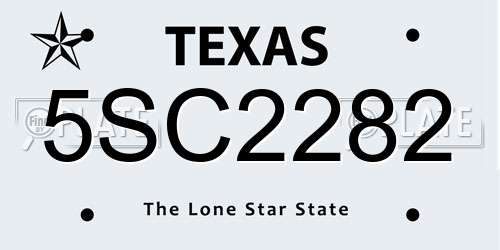 5SC2282 Texas License Plate