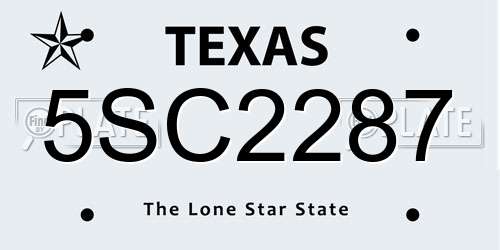 5SC2287 Texas License Plate