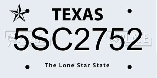 5SC2752 Texas License Plate