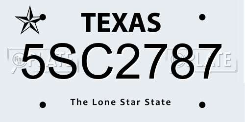5SC2787 Texas License Plate