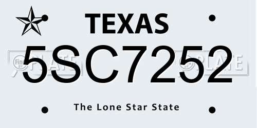 5SC7252 Texas License Plate