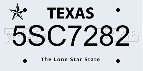 5SC7282 Texas License Plate
