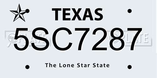 5SC7287 Texas License Plate
