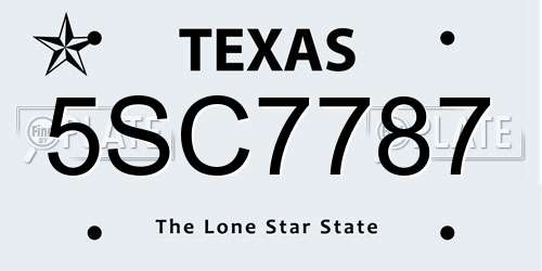 5SC7787 Texas License Plate