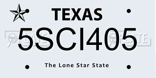 5SCI405 Texas License Plate