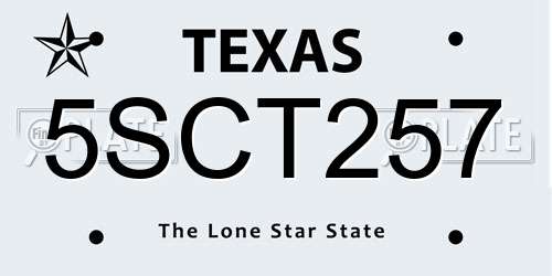 5SCT257 Texas License Plate