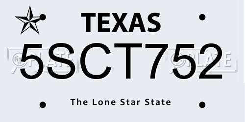 5SCT752 Texas License Plate