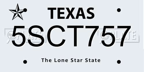 5SCT757 Texas License Plate