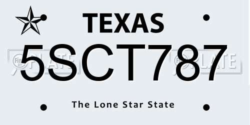 5SCT787 Texas License Plate