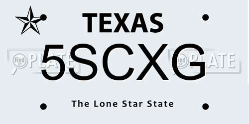 5SCXG Texas License Plate