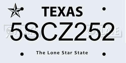 5SCZ252 Texas License Plate